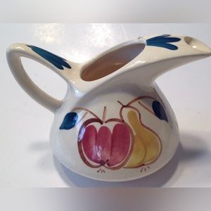 Purinton Pottery Pitcher Apple Pear Pattern 5.5 Inch Tall Dutch Jug Vintage